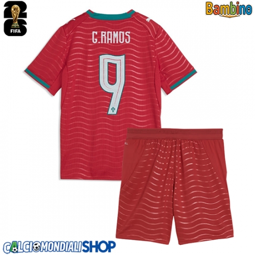 Maglie da calcio Portogallo Goncalo Ramos #9 Prima Maglia Bambino Mondiali 2026  Manica Corta + Pantaloni corti)